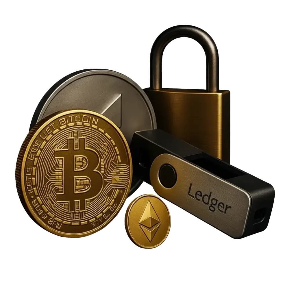 Certified gold bullion and Bitcoin